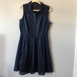 Navy blue shirt dress with cut out detail